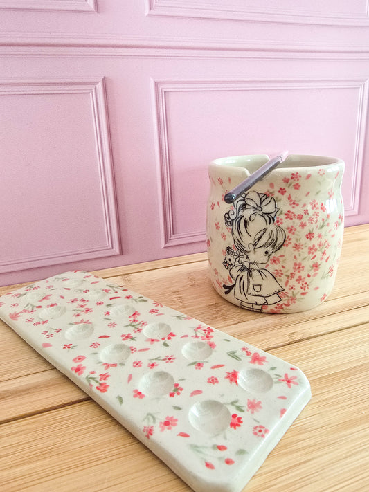 PRECOMMANDE - Pot porte pinceau + 1 grande palette “Rosée d’Été”