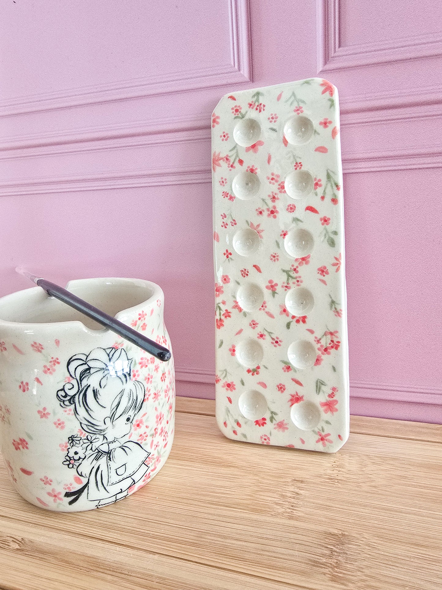 PRECOMMANDE - Pot porte pinceau + 1 grande palette “Rosée d’Été”