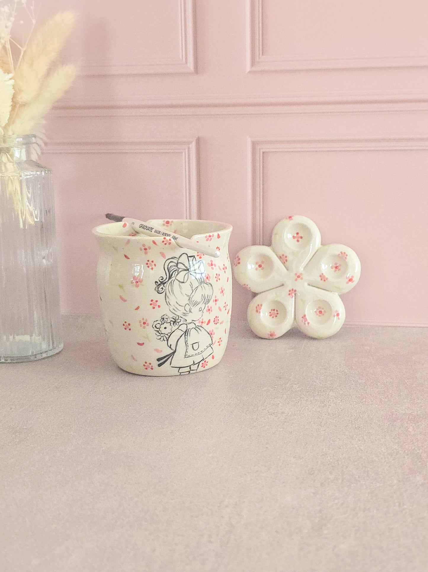PRECOMMANDE - Pot porte pinceau + Petite Palette “Rosée d’Été”